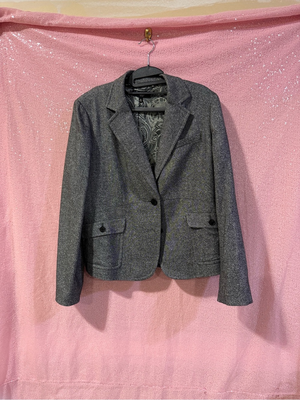 Talbots Gray Tweed Blazer Jacket K7